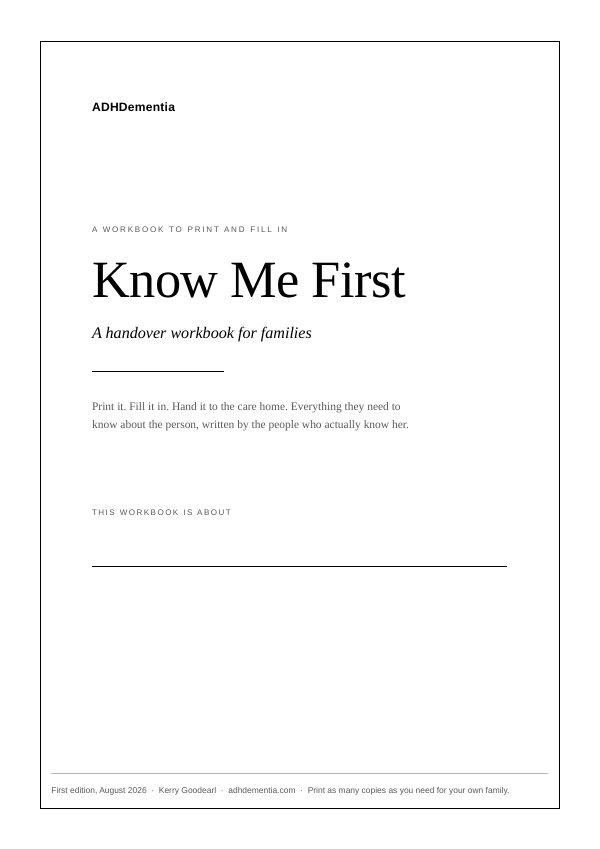 Cover of the Know Me First handover workbook